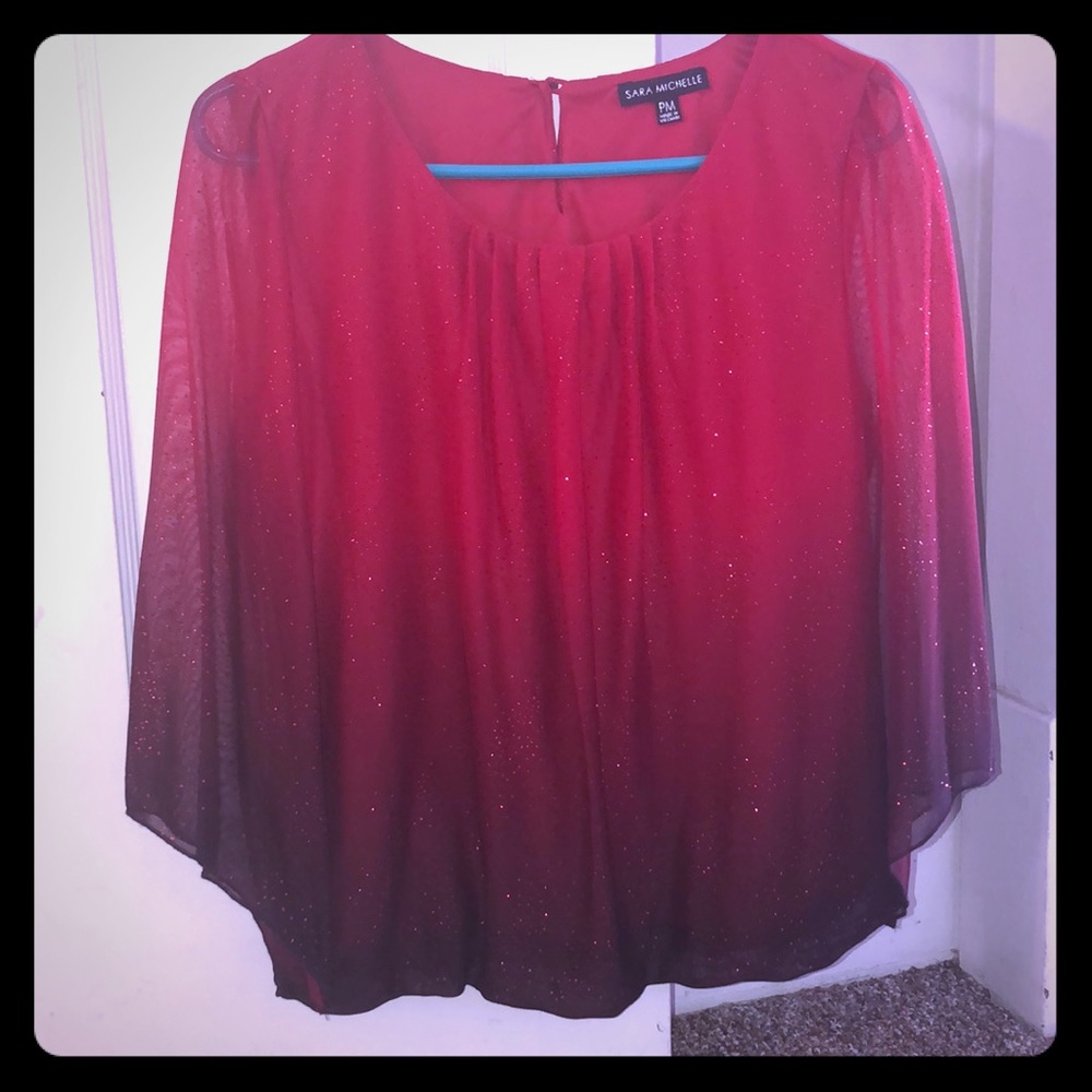 Red glitter blouse